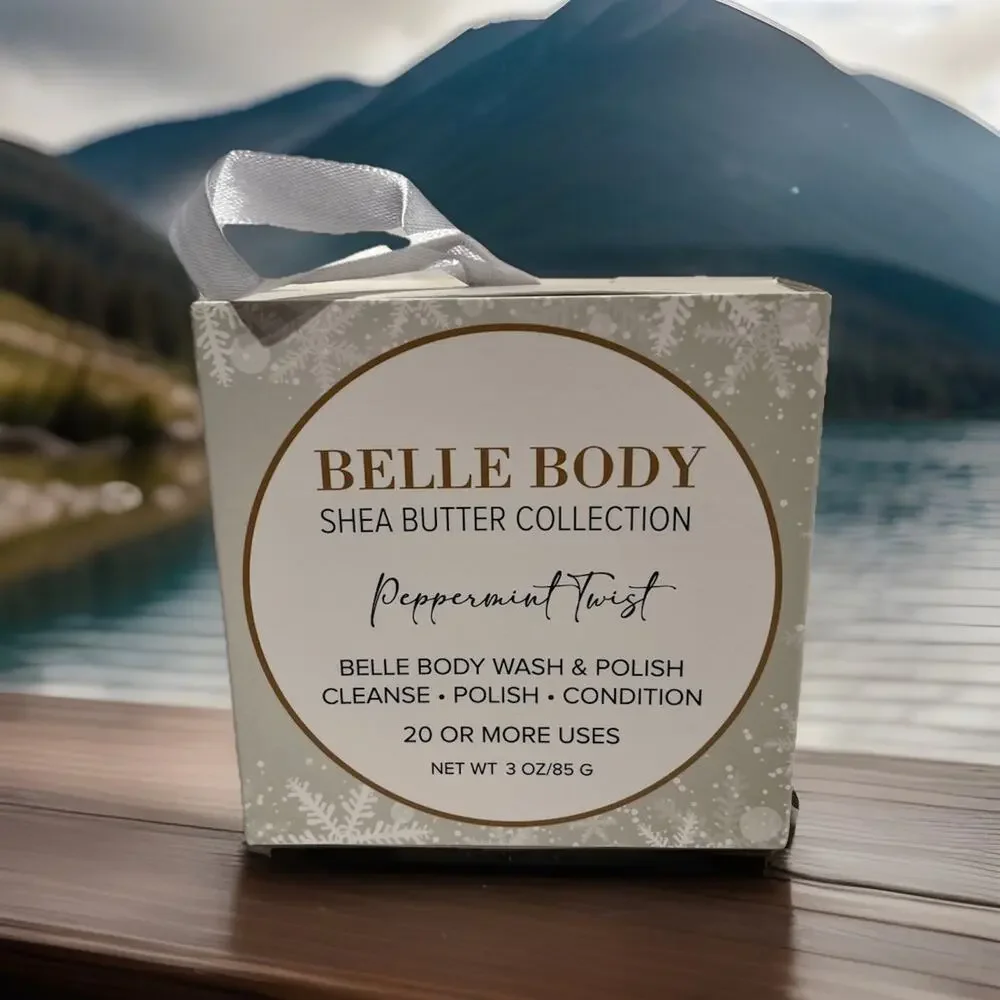 Belle Beauty Body Shea Butter Collection Peppermint Twist Body Wash + Polish New